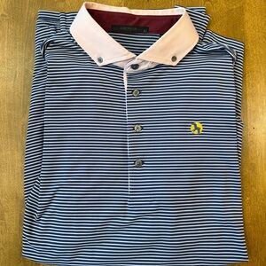 Greyson Blue and White Striped Polo Shirt